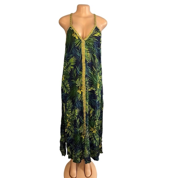 America & Beyond Tropical Leaf Print Dress / Cover Up - Picture 1 of 6
